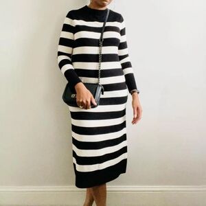 Zara black/cream long knit dress